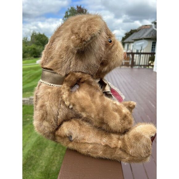 Vintage Mink TEDDY BEAR Jointed Approx 19” REAL FUR MINK Handmade. - Picture 4 of 16